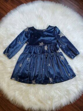 NWT Joules Shimmery Blue and Silver Star Dress Size 2Y
